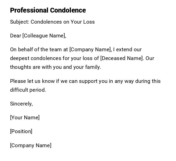Professional Condolence Professional Condolence