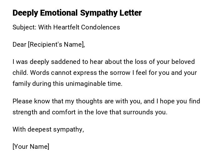 Deeply Emotional Sympathy Letter Deeply Emotional Sympathy Letter