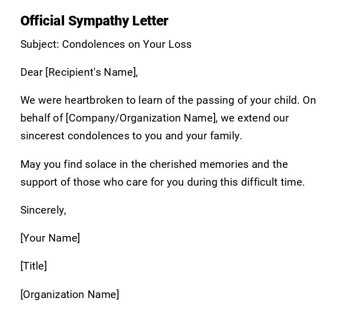Official Sympathy Letter Official Sympathy Letter