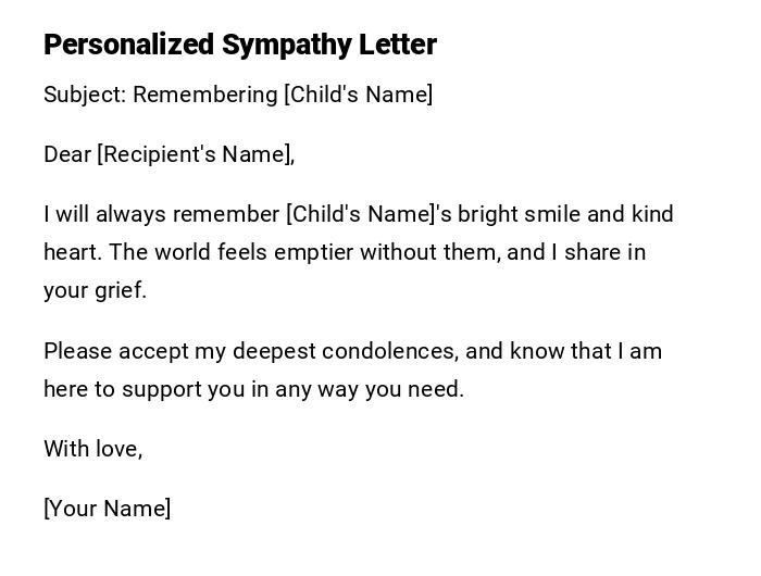 Personalized Sympathy Letter Personalized Sympathy Letter
