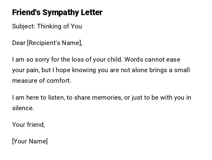 Friend's Sympathy Letter Friend's Sympathy Letter