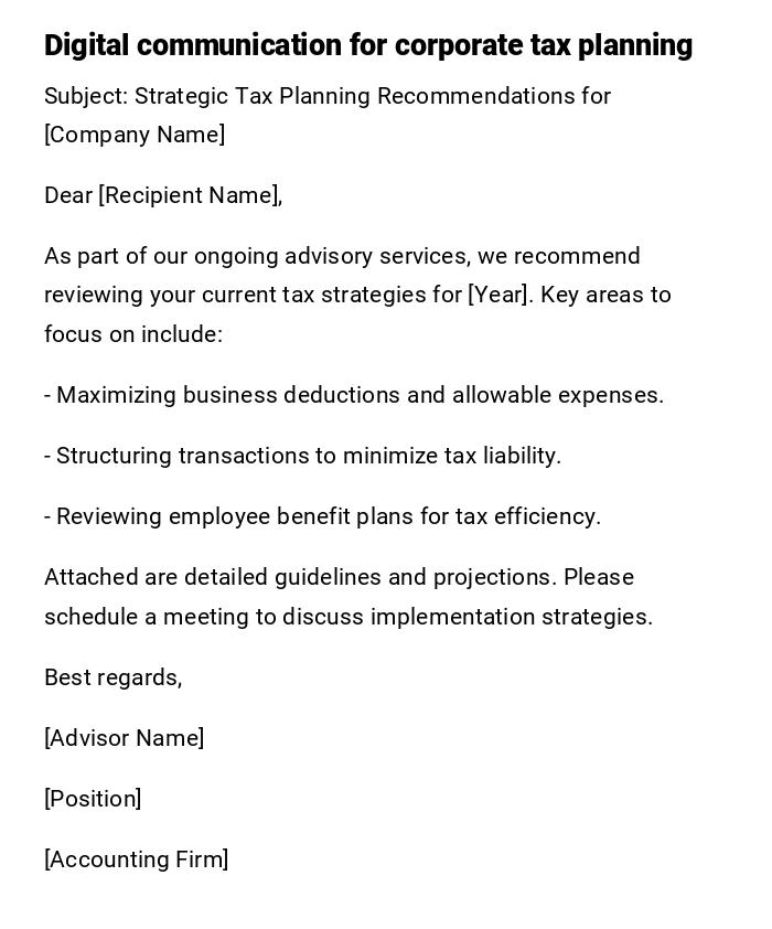Digital communication for corporate tax planning Digital communication for corporate tax planning