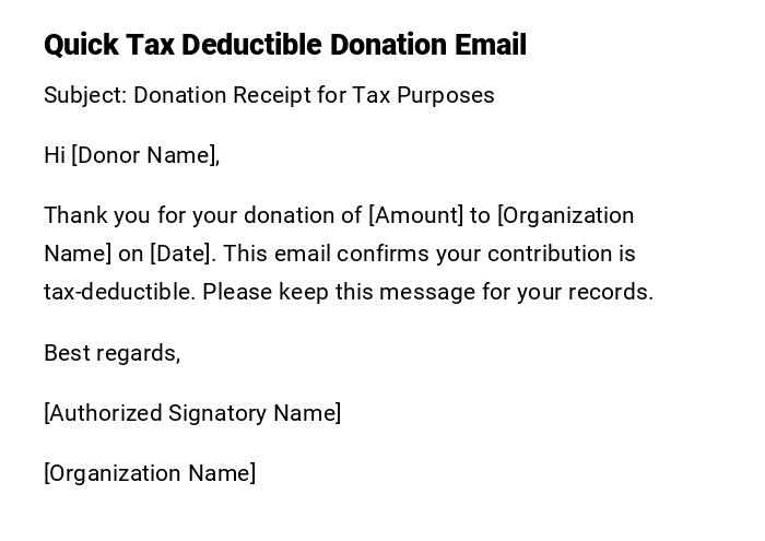 Quick Tax Deductible Donation Email