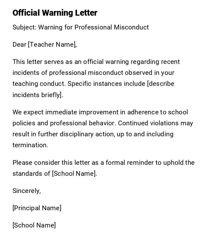 Official Warning Letter Official Warning Letter