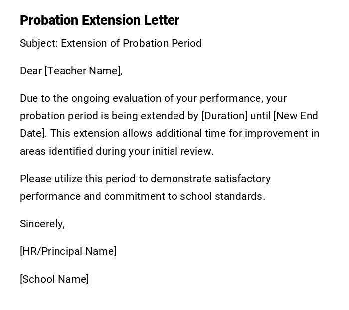 Probation Extension Letter Probation Extension Letter
