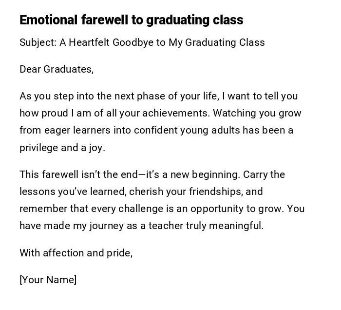Emotional farewell to graduating class