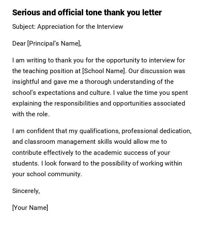 Serious and official tone thank you letter Serious and official tone thank you letter