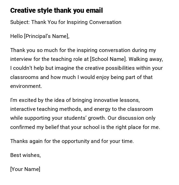 Creative style thank you email Creative style thank you email
