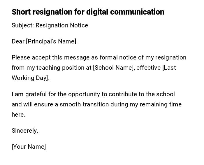 Short resignation for digital communication Short resignation for digital communication