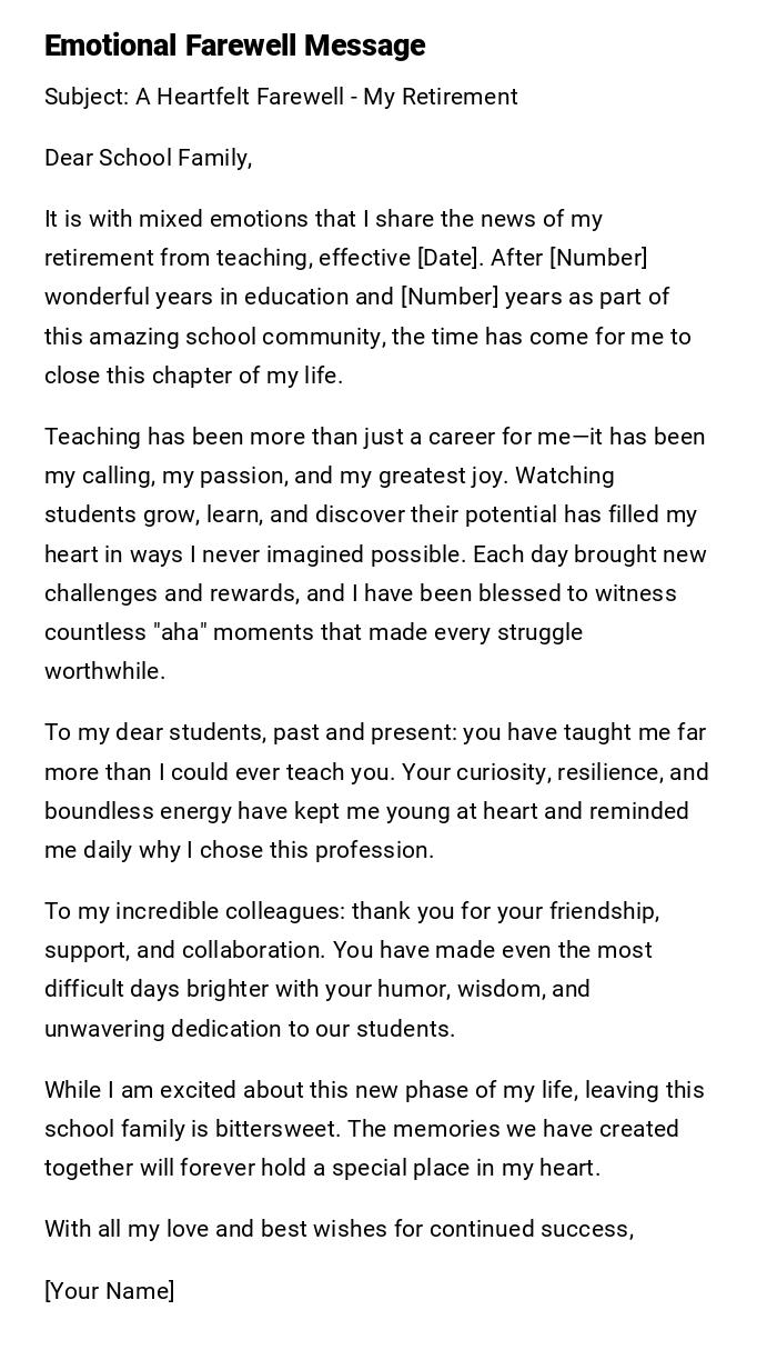 Emotional Farewell Message Emotional Farewell Message