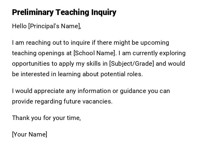 Preliminary Teaching Inquiry Preliminary Teaching Inquiry