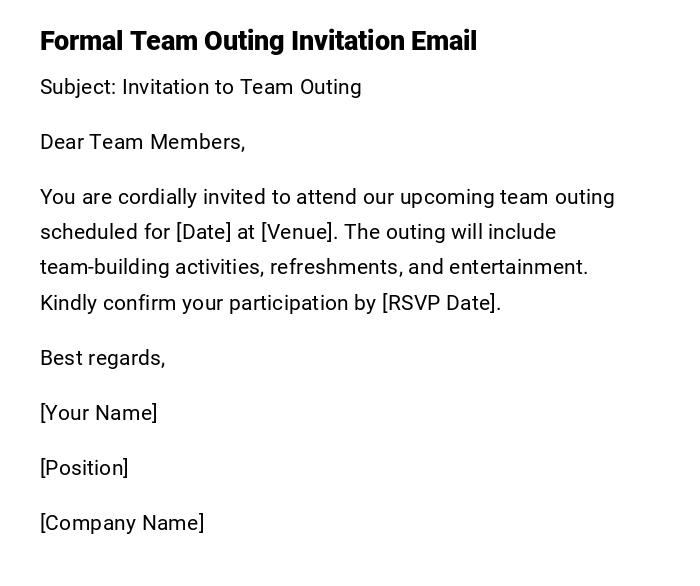 Formal Team Outing Invitation Email Formal Team Outing Invitation Email