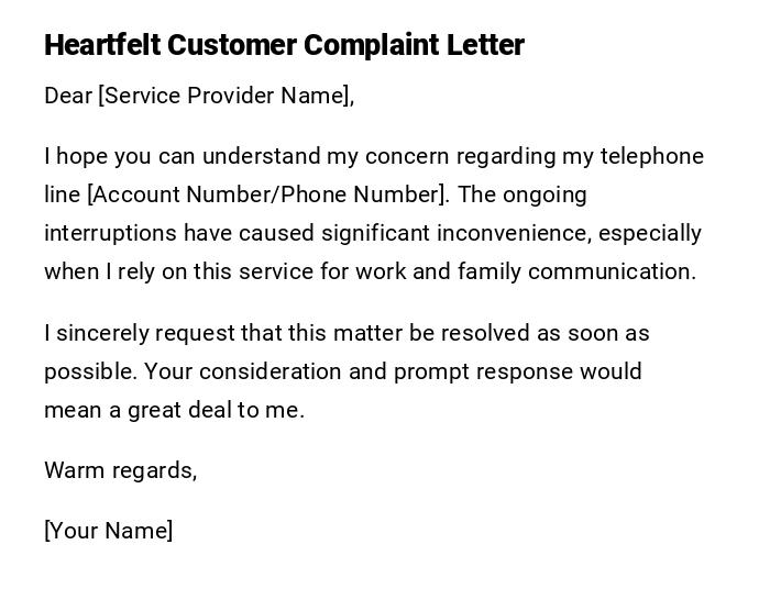 Heartfelt Customer Complaint Letter Heartfelt Customer Complaint Letter