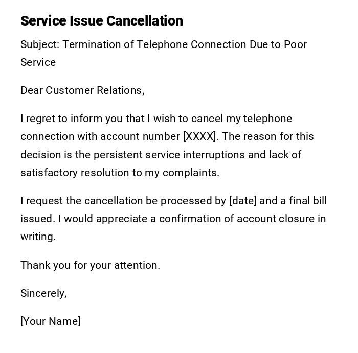 Service Issue Cancellation