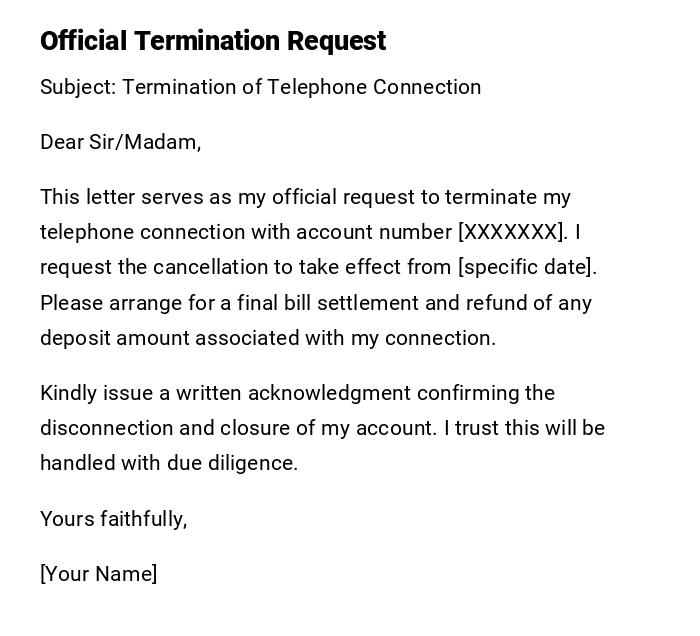 Official Termination Request