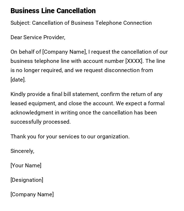 Business Line Cancellation