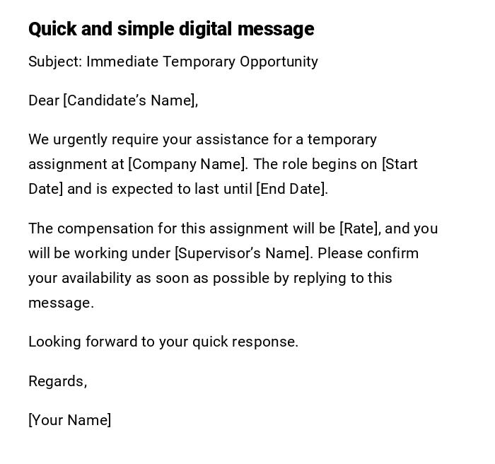 Quick and simple digital message Quick and simple digital message