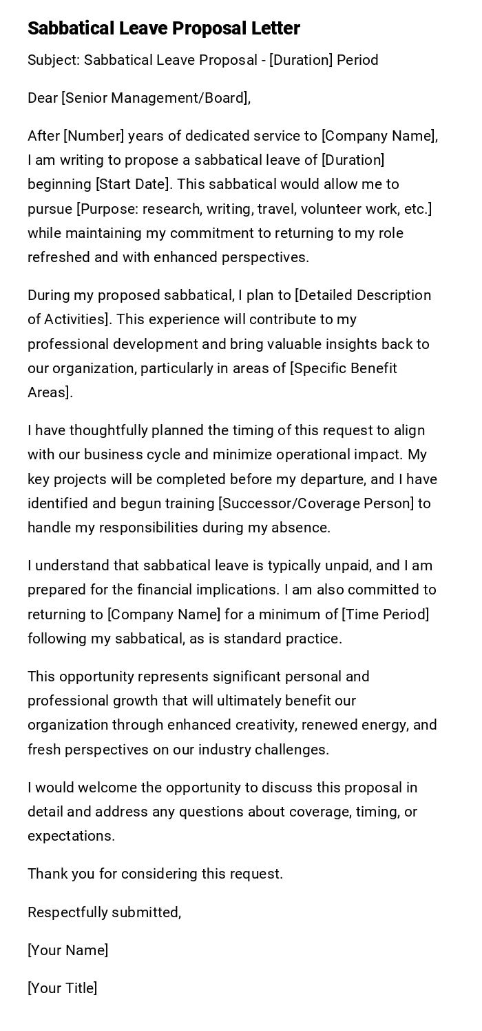 Sabbatical Leave Proposal Letter Sabbatical Leave Proposal Letter