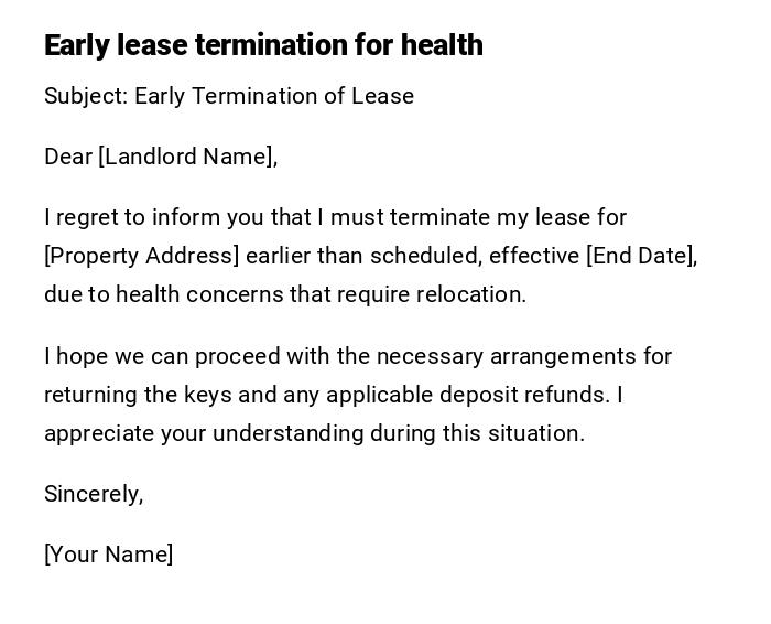 Early lease termination for health