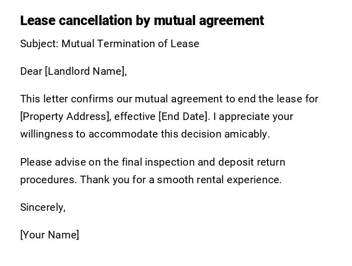 Lease cancellation by mutual agreement