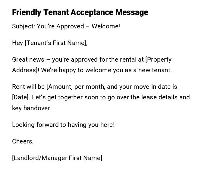 Friendly Tenant Acceptance Message Friendly Tenant Acceptance Message