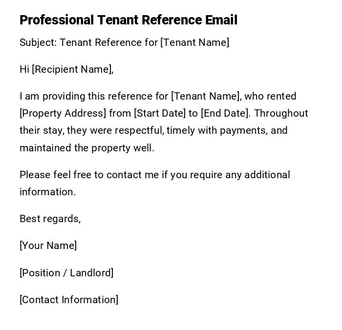 Professional Tenant Reference Email