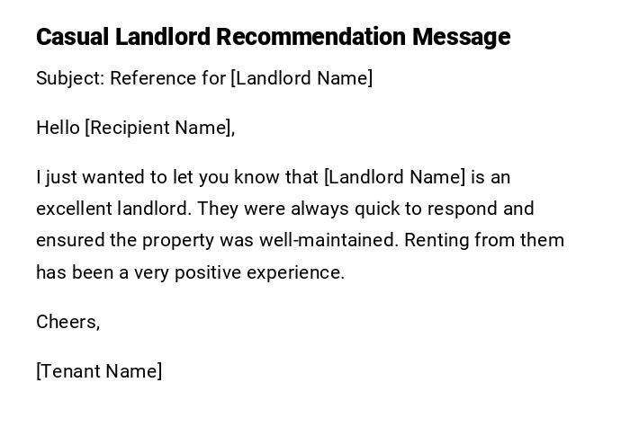 Casual Landlord Recommendation Message
