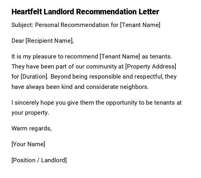 Heartfelt Landlord Recommendation Letter