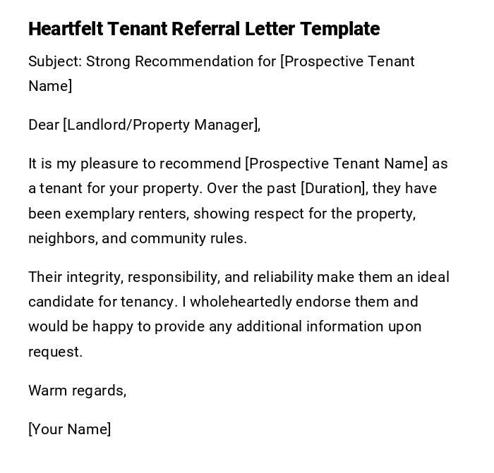 Heartfelt Tenant Referral Letter Template Heartfelt Tenant Referral Letter Template