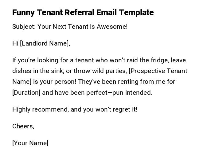 Funny Tenant Referral Email Template Funny Tenant Referral Email Template
