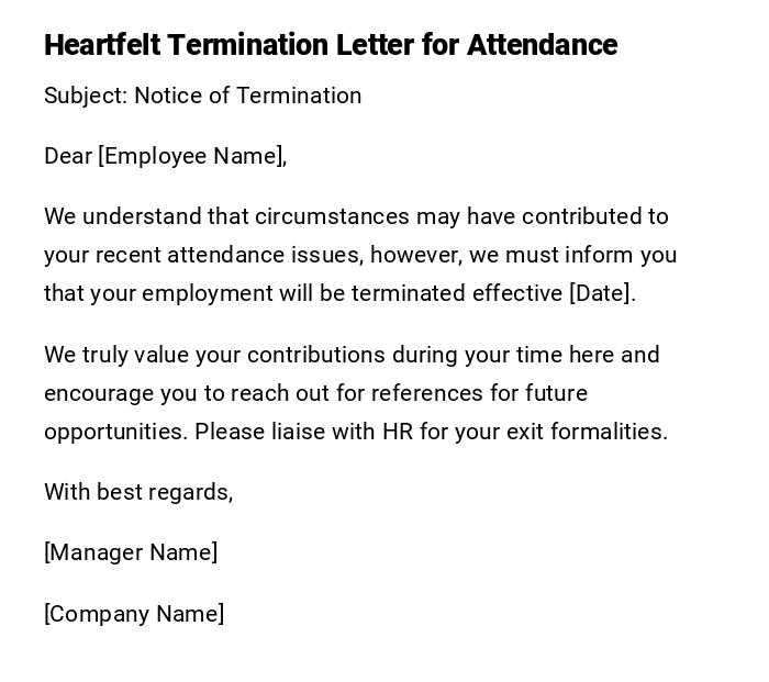Heartfelt Termination Letter for Attendance Heartfelt Termination Letter for Attendance