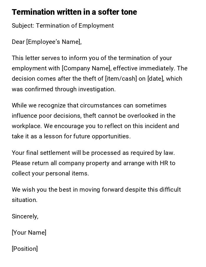 Termination written in a softer tone Termination written in a softer tone