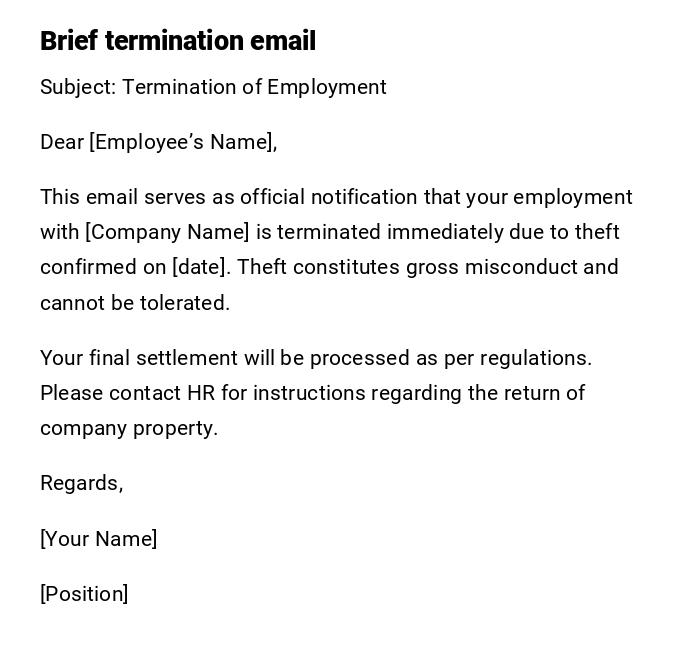 Brief termination email Brief termination email