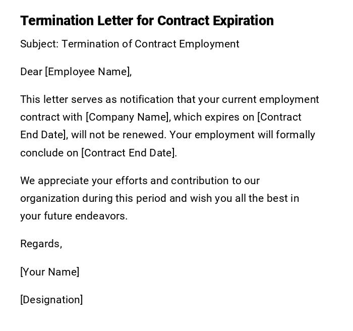 Termination Letter for Contract Expiration