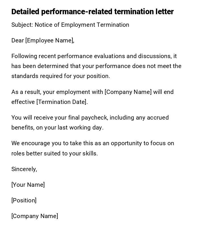 Detailed performance-related termination letter Detailed performance-related termination letter