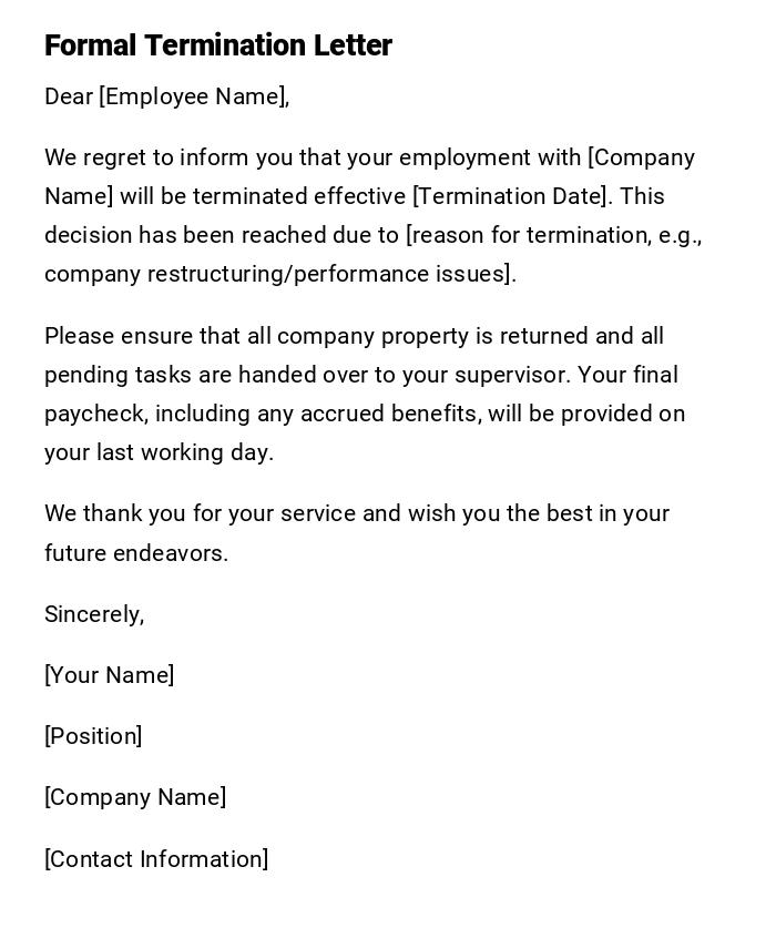 Formal Termination Letter