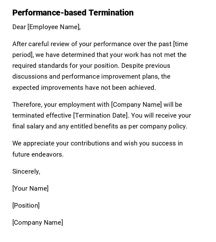 Performance-based Termination