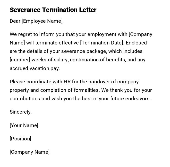 Severance Termination Letter