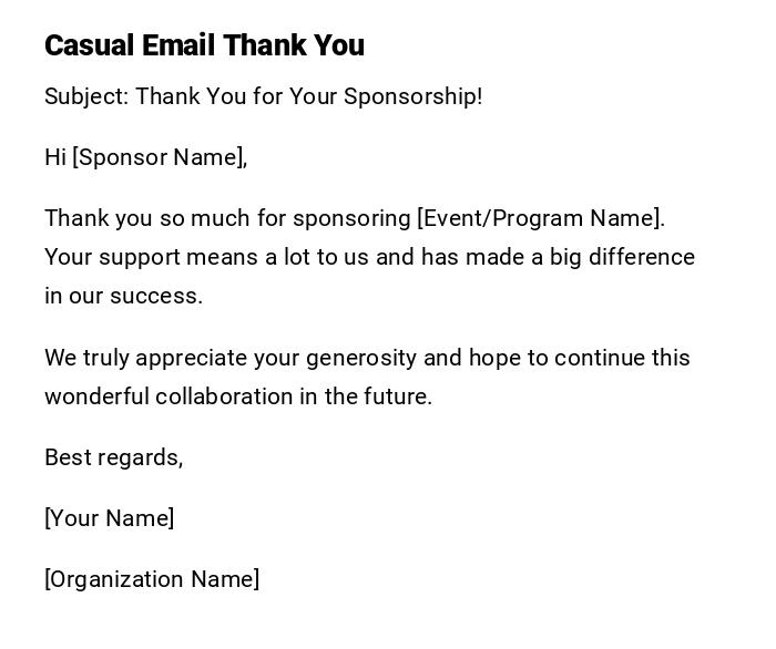 Casual Email Thank You Casual Email Thank You