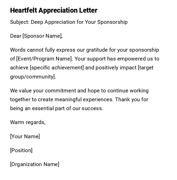 Heartfelt Appreciation Letter Heartfelt Appreciation Letter