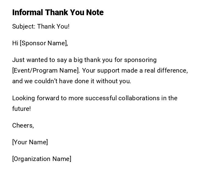 Informal Thank You Note Informal Thank You Note