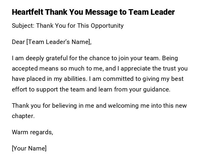 Heartfelt Thank You Message to Team Leader Heartfelt Thank You Message to Team Leader