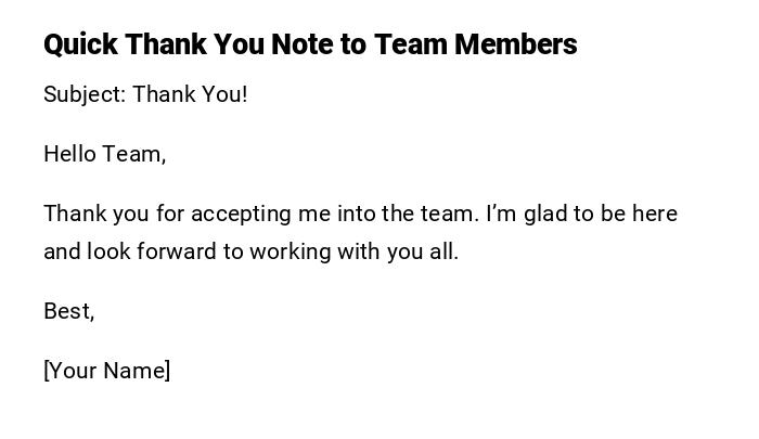 Quick Thank You Note to Team Members Quick Thank You Note to Team Members