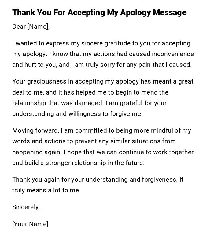 Thank You For Accepting My Apology Message