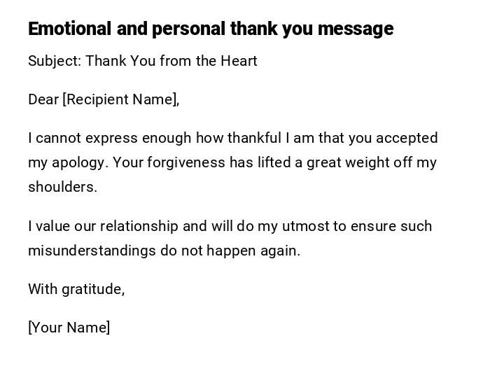 Emotional and personal thank you message Emotional and personal thank you message