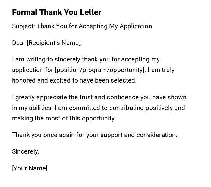 Formal Thank You Letter Formal Thank You Letter