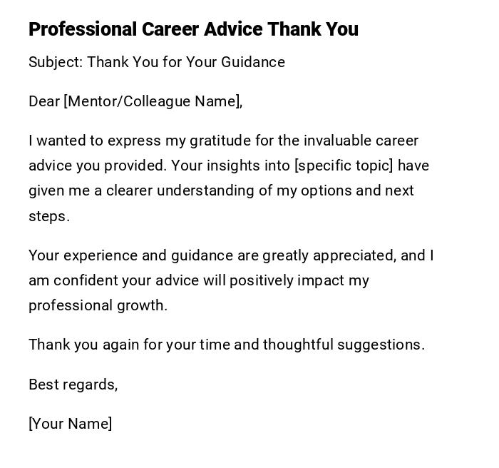 Professional Career Advice Thank You Professional Career Advice Thank You