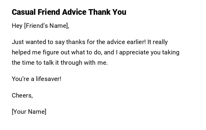Casual Friend Advice Thank You Casual Friend Advice Thank You