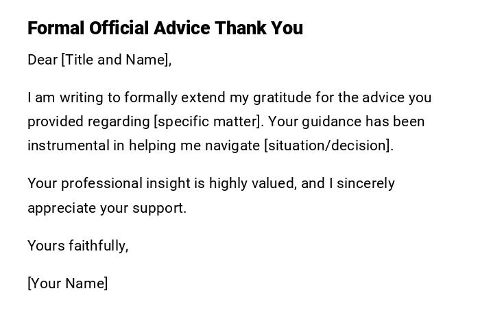 Formal Official Advice Thank You Formal Official Advice Thank You