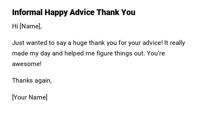 Informal Happy Advice Thank You Informal Happy Advice Thank You